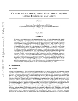 Cross-platform programming model for many-core lattice Boltzmann
  simulations