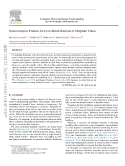 Spatio-temporal Features for Generalized Detection of Deepfake Videos