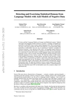 Detecting and Exorcising Statistical Demons from Language Models with
  Anti-Models of Negative Data