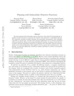 Planning with Submodular Objective Functions