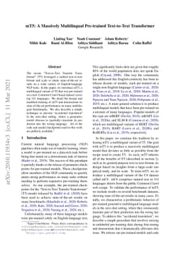 mT5: A massively multilingual pre-trained text-to-text transformer