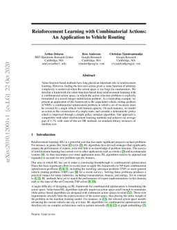 Reinforcement Learning with Combinatorial Actions: An Application to
  Vehicle Routing