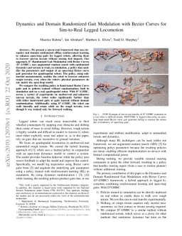 Dynamics and Domain Randomized Gait Modulation with Bezier Curves for
  Sim-to-Real Legged Locomotion