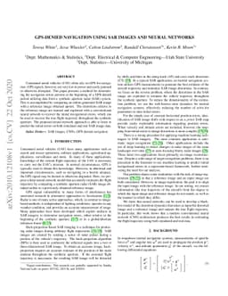 GPS-Denied Navigation Using SAR Images and Neural Networks