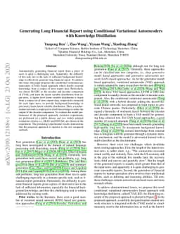 Generating Long Financial Report using Conditional Variational
  Autoencoders with Knowledge Distillation