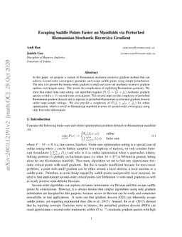 Escape saddle points faster on manifolds via perturbed Riemannian
  stochastic recursive gradient