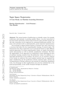 Topic Space Trajectories: A case study on machine learning literature