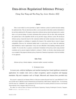 Data-driven Regularized Inference Privacy
