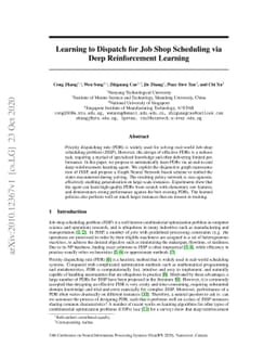 Learning to Dispatch for Job Shop Scheduling via Deep Reinforcement
  Learning