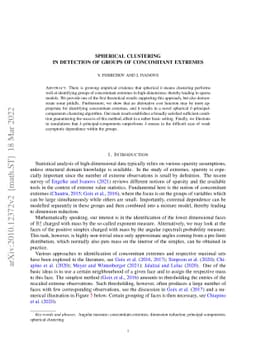 Spherical clustering in detection of groups of concomitant extremes