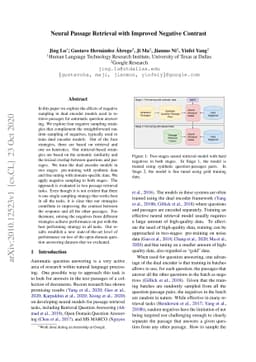 Neural Passage Retrieval with Improved Negative Contrast
