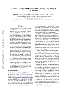 DICT-MLM: Improved Multilingual Pre-Training using Bilingual
  Dictionaries