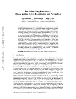 The RobotSlang Benchmark: Dialog-guided Robot Localization and
  Navigation