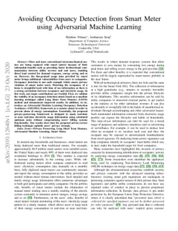 Avoiding Occupancy Detection from Smart Meter using Adversarial Machine
  Learning