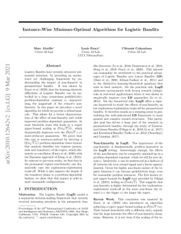 Instance-Wise Minimax-Optimal Algorithms for Logistic Bandits