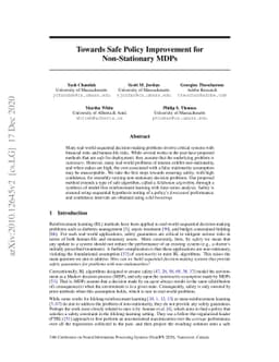 Towards Safe Policy Improvement for Non-Stationary MDPs