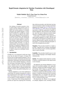 Rapid Domain Adaptation for Machine Translation with Monolingual Data