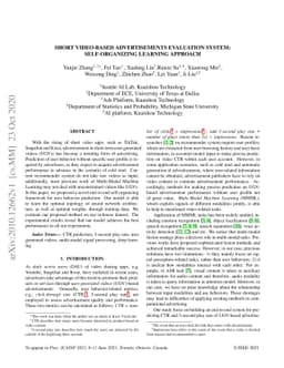 Short Video-based Advertisements Evaluation System: Self-Organizing
  Learning Approach