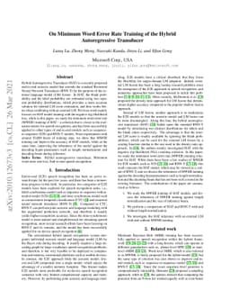 On Minimum Word Error Rate Training of the Hybrid Autoregressive
  Transducer