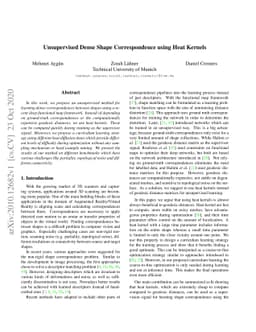 Unsupervised Dense Shape Correspondence using Heat Kernels