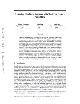 Learning Guidance Rewards with Trajectory-space Smoothing