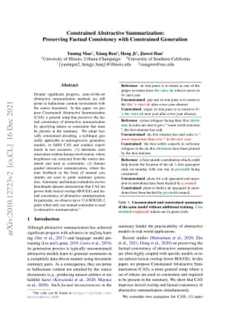 Constrained Abstractive Summarization: Preserving Factual Consistency
  with Constrained Generation