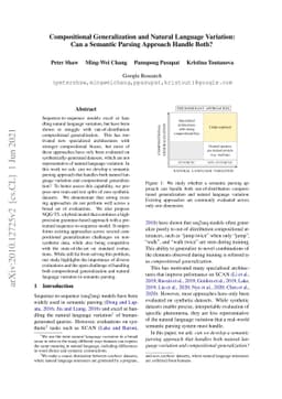 Compositional Generalization and Natural Language Variation: Can a
  Semantic Parsing Approach Handle Both?