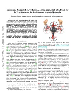 Design and Control of SQUEEZE: A Spring-augmented QUadrotor for
  intEractions with the Environment to squeeZE-and-fly