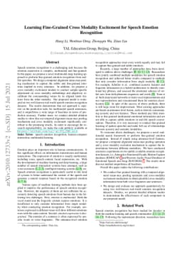 Learning Fine-Grained Cross Modality Excitement for Speech Emotion
  Recognition