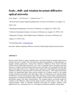 Scale-, shift- and rotation-invariant diffractive optical networks