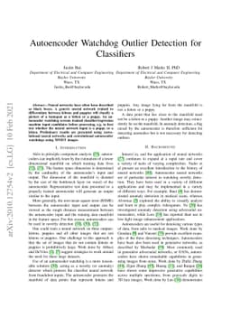 Autoencoder Watchdog Outlier Detection for Classifiers
