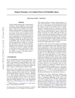 Dataset Dynamics via Gradient Flows in Probability Space
