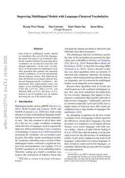 Improving Multilingual Models with Language-Clustered Vocabularies