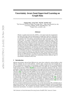 Uncertainty Aware Semi-Supervised Learning on Graph Data
