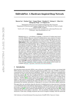 ShiftAddNet: A Hardware-Inspired Deep Network