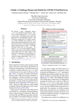 COUGH: A Challenge Dataset and Models for COVID-19 FAQ Retrieval