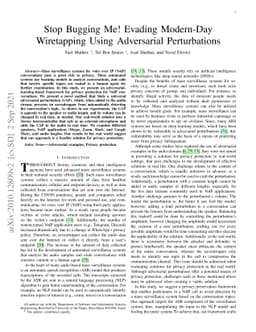 Stop Bugging Me! Evading Modern-Day Wiretapping Using Adversarial
  Perturbations