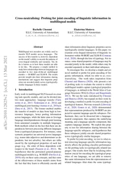 Cross-neutralising: Probing for joint encoding of linguistic information
  in multilingual models