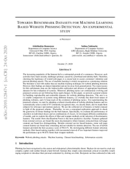 Towards Benchmark Datasets for Machine Learning Based Website Phishing
  Detection: An experimental study