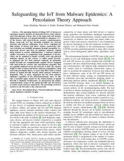 Safeguarding the IoT from Malware Epidemics: A Percolation Theory
  Approach