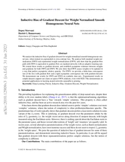 Inductive Bias of Gradient Descent for Weight Normalized Smooth
  Homogeneous Neural Nets