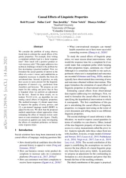 Causal Effects of Linguistic Properties