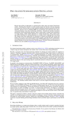 Pre-trained Summarization Distillation