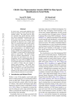CRAB: Class Representation Attentive BERT for Hate Speech Identification
  in Social Media