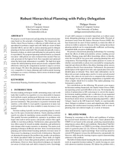 Robust Hierarchical Planning with Policy Delegation