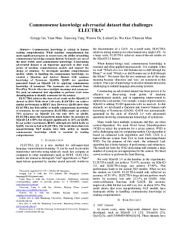 Commonsense knowledge adversarial dataset that challenges ELECTRA