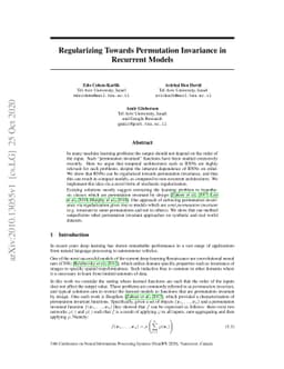 Regularizing Towards Permutation Invariance in Recurrent Models