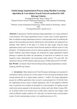 Global Image Segmentation Process using Machine Learning algorithm &
  Convolution Neural Network method for Self- Driving Vehicles