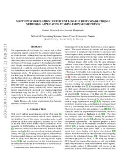 Matthews Correlation Coefficient Loss for Deep Convolutional Networks:
  Application to Skin Lesion Segmentation