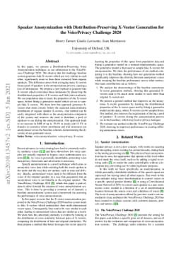 Speaker Anonymization with Distribution-Preserving X-Vector Generation
  for the VoicePrivacy Challenge 2020